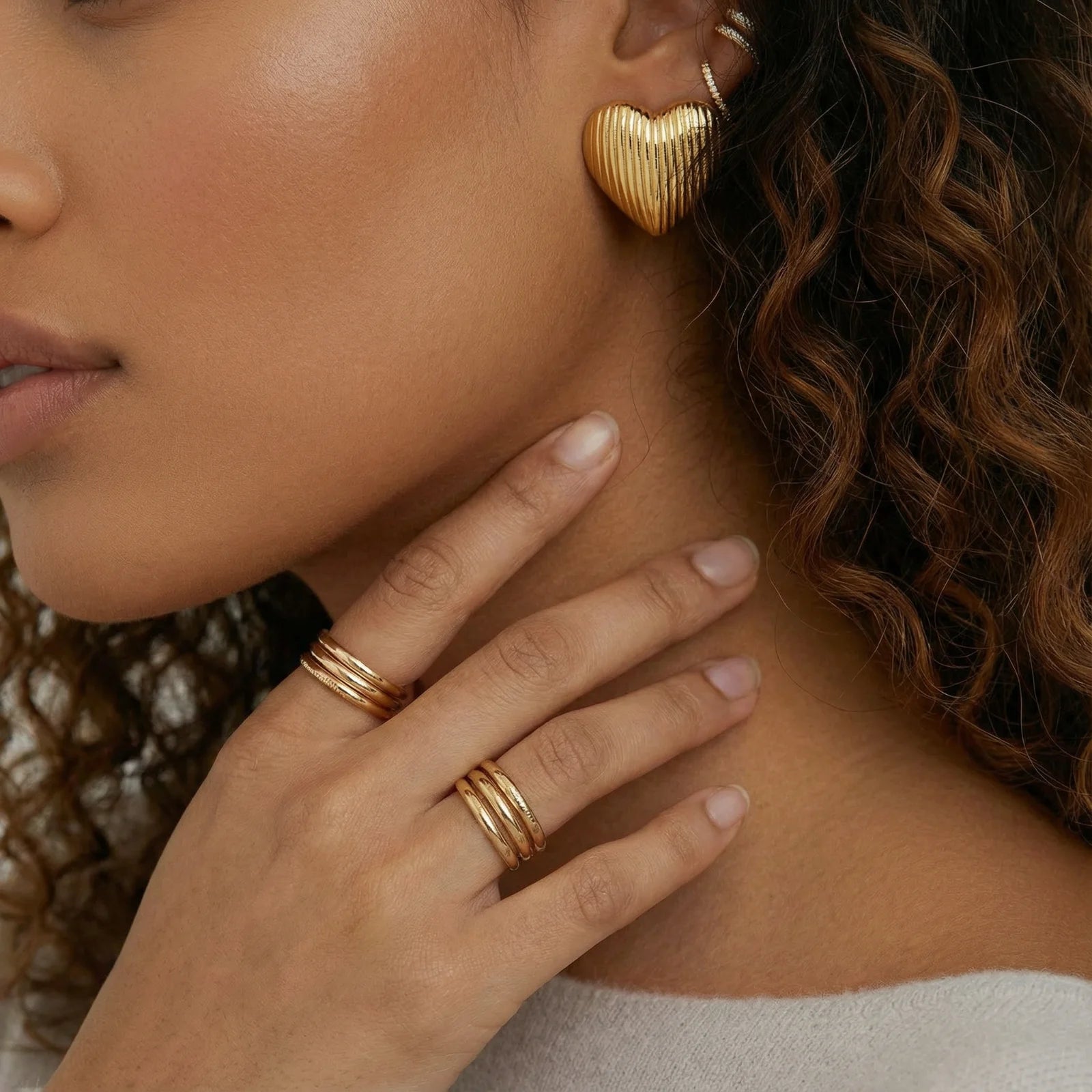 Textured Heart Stud Earrings