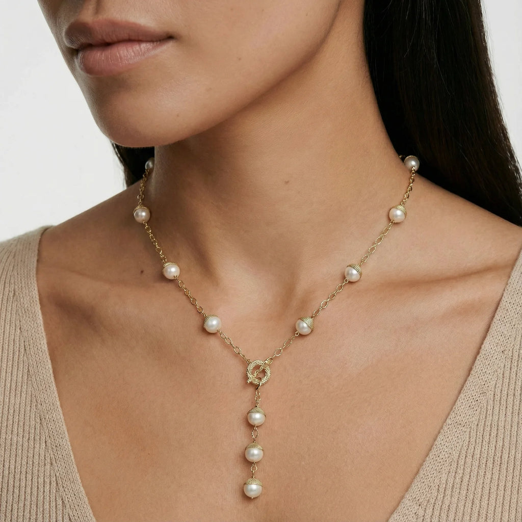 Baroque Pearl Station Necklace
